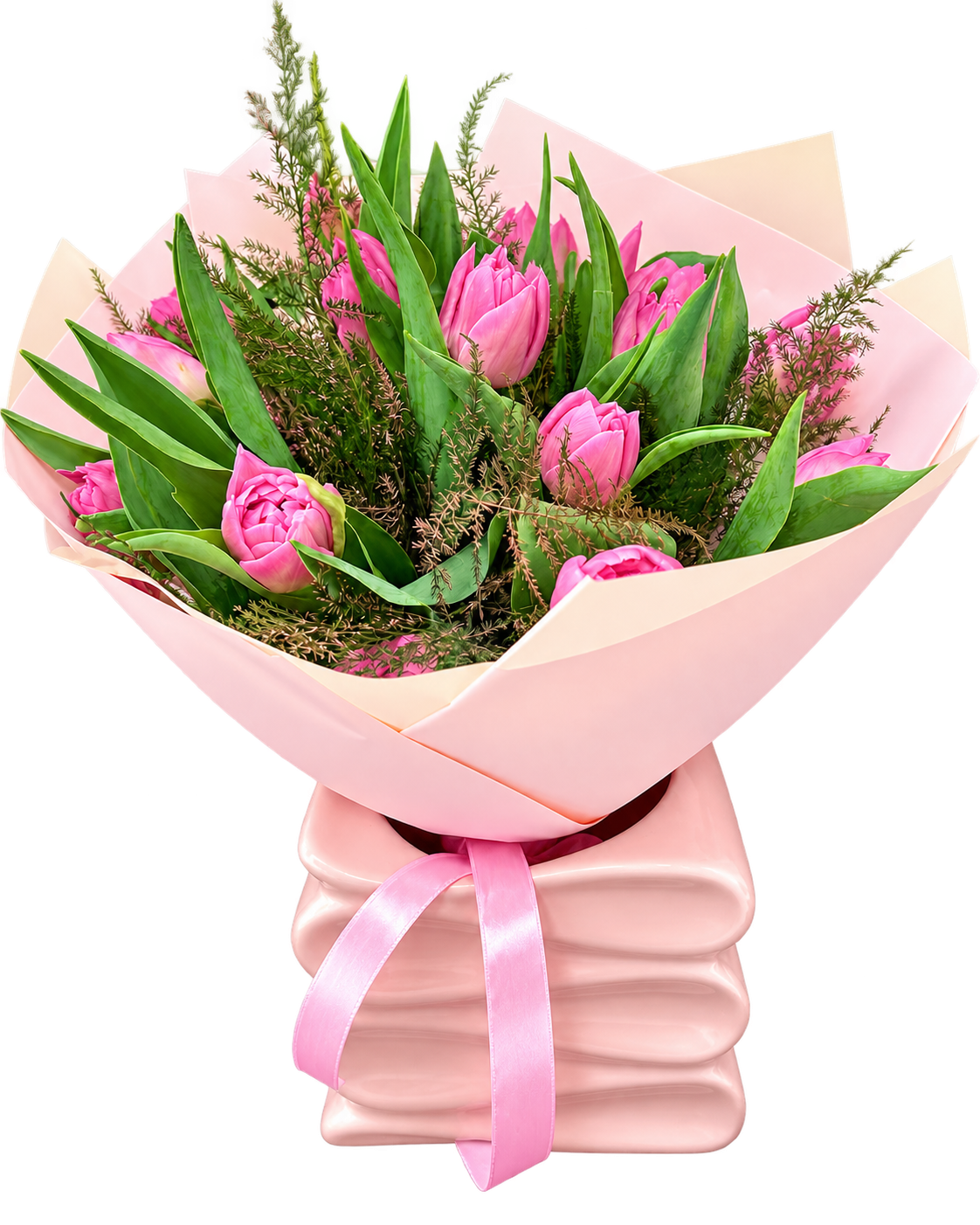 Sakura Tulips + Vas Ceramic